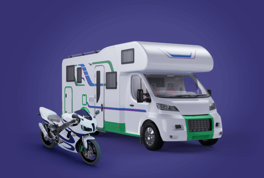 Image of motorcycle and RV side by side